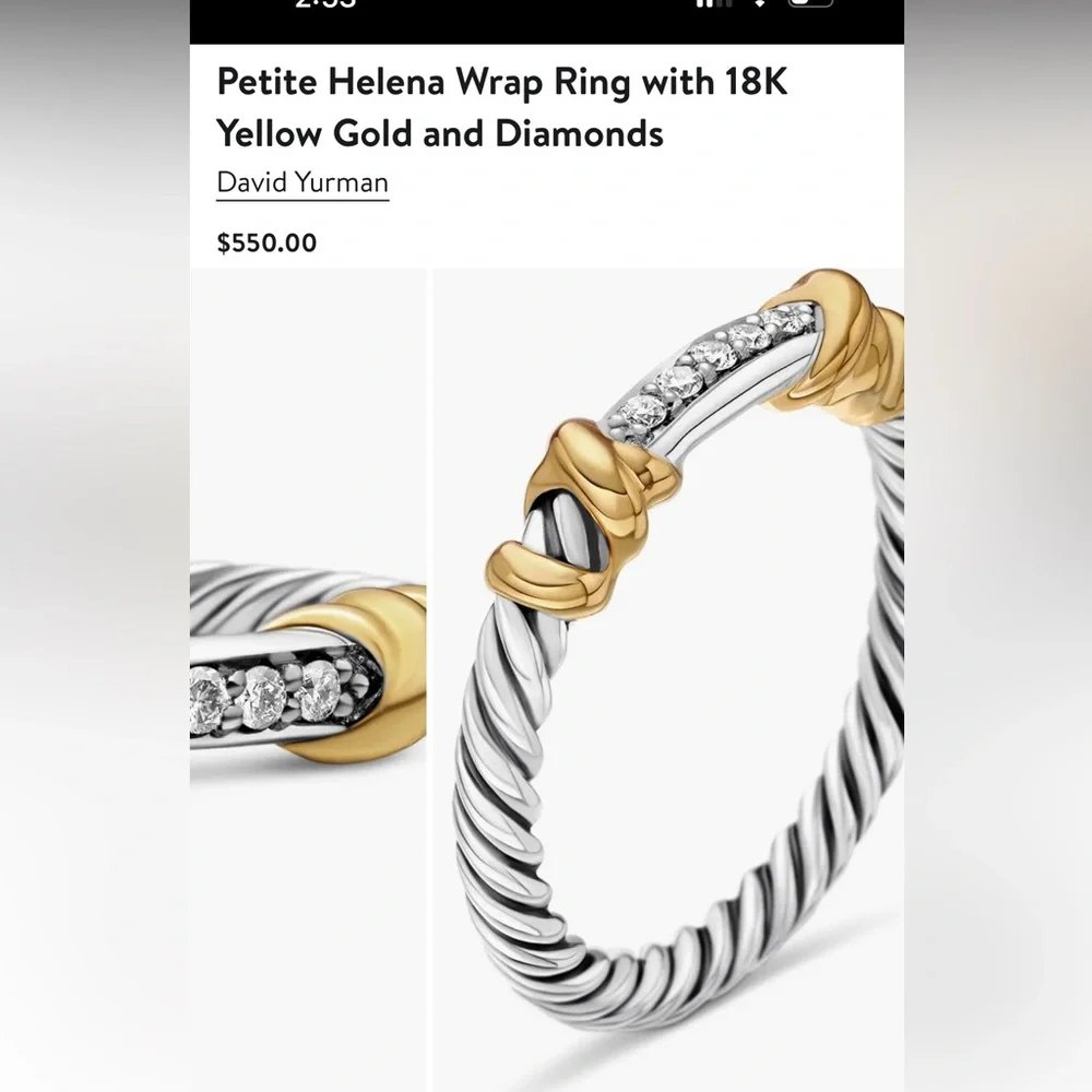 David Yurman petite Helena wrap ring 18k yellow gold and diamonds - Picture 2 of 7